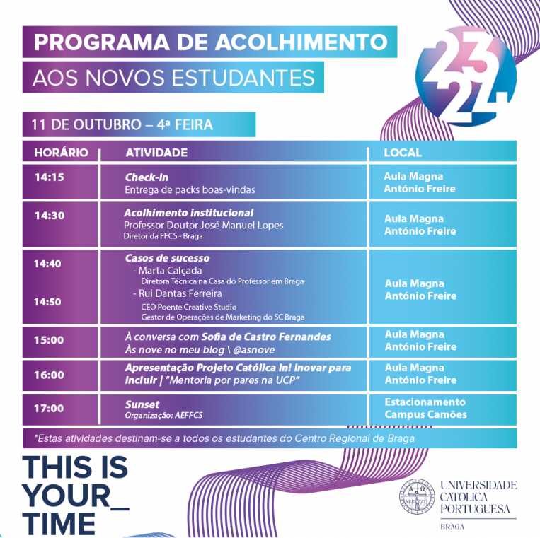 Acolhimento aos Novos Estudantes 2023/2024 | Programa